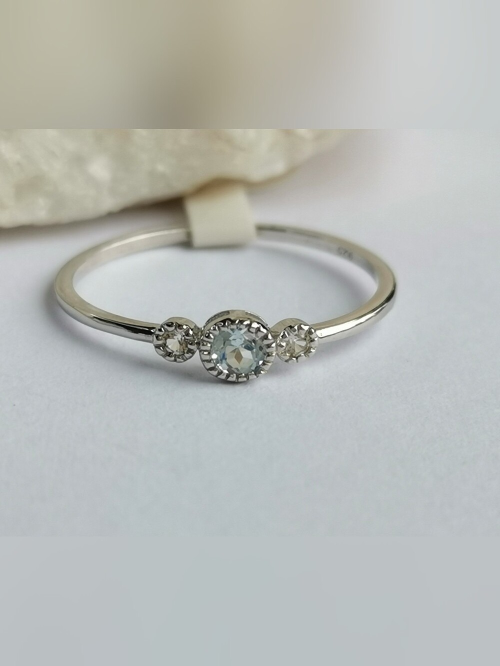 Sky Blue Topaz Sterling Silver Stacking Ring Size 7 🆕